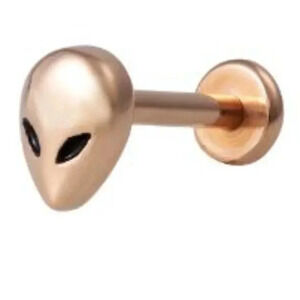 1 Piece Stainless  Rose Gold Champagne Alien Piercing Cartilage Earring Stud